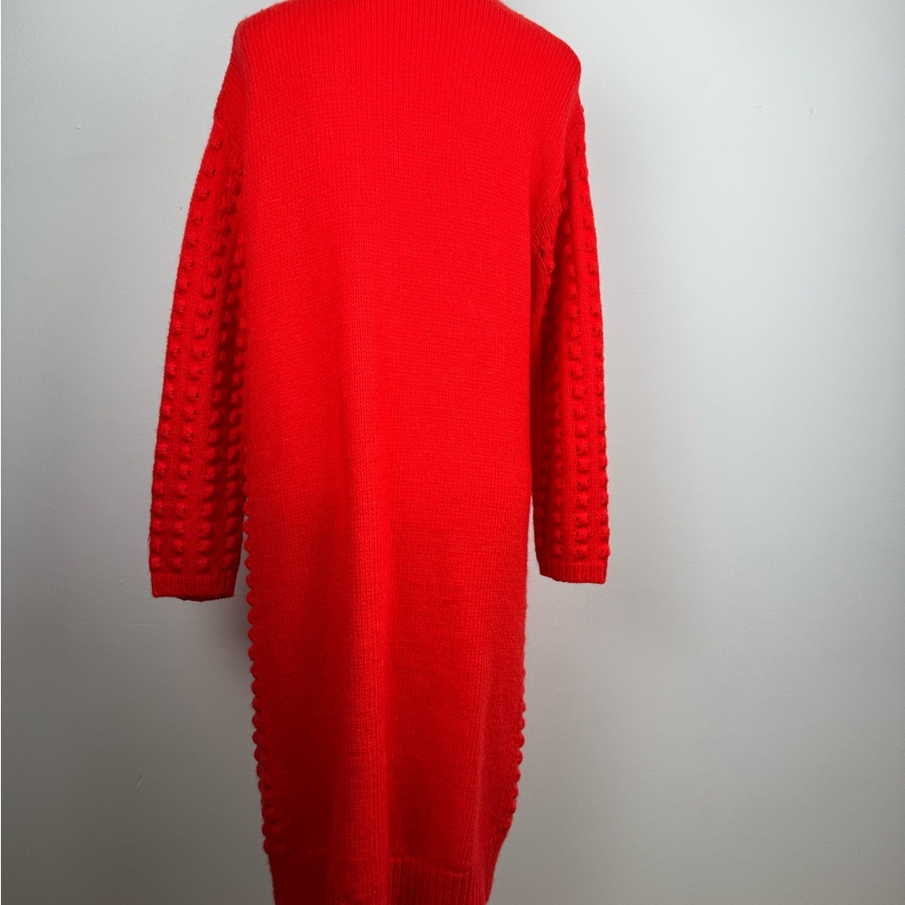Lego Target Open Front Popcorn Knit Long Length Cardigan Size XS Red - Picture 4 of 6